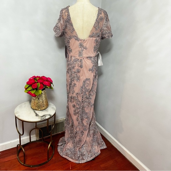 JS COLLECTION Pink Soutache Short Sleeve Full-Length Formal Dress / Gown - NWT - Picture 12 of 17